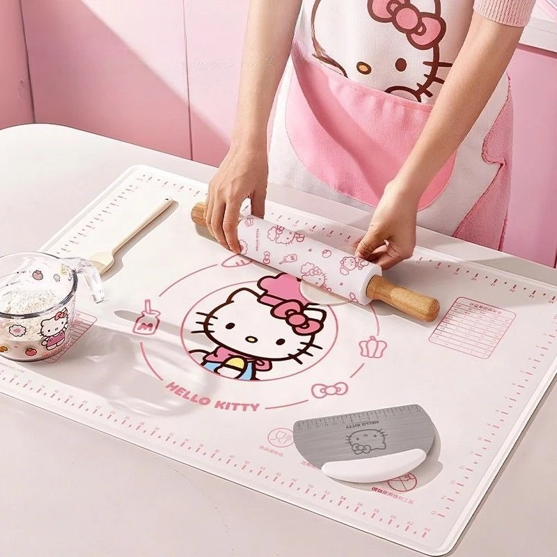 Аниме-коврик для замеса теста Sanrio Hello Kitty из пищевого силикона, для домашнего использования, с скалкой и резаком для лапши, утолщенный, нескользящий, милый
Аниме-коврик для замеса теста Sanrio Hello Kitty из пищевого силикона, для домашнего использования, с скалкой и резаком для лапши, утолщенный, нескользящий, милый