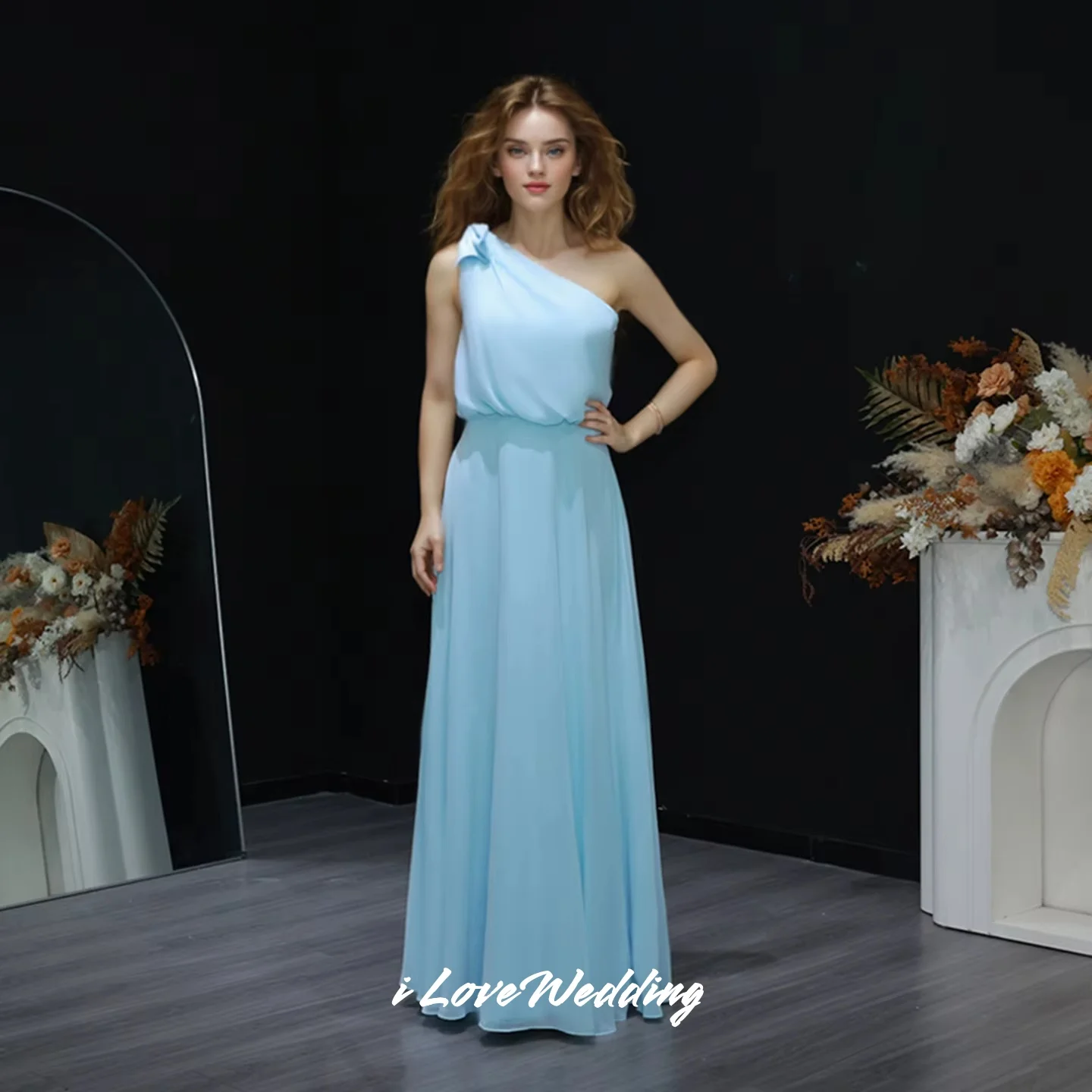 Blue One Shoulder Evening Dresses 2025 Chiffon Bow Sleeveless Backless Zipper A-Line Floor-Length Wedding Guest Dress Customized
Blue One Shoulder Evening Dresses 2025 Chiffon Bow Sleeveless Backless Zipper A-Line Floor-Length Wedding Guest Dress Customized