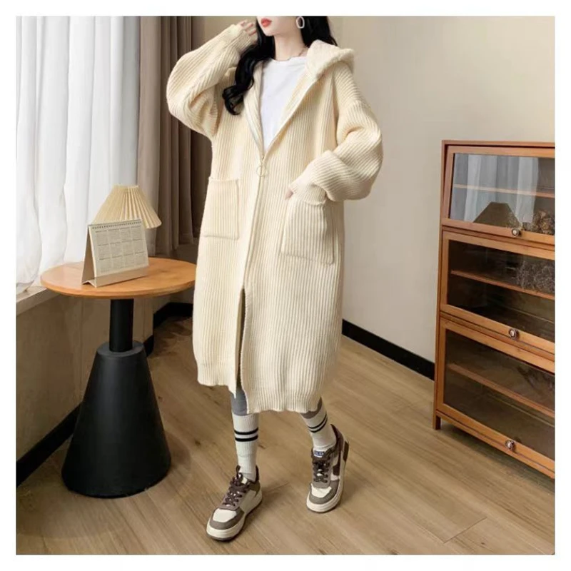 Gray Autumn Winter New Loose Retro Knit Zipper Cardigan Midi Hooded Patchwork Sweater Jacket Women
Gray Autumn Winter New Loose Retro Knit Zipper Cardigan Midi Hooded Patchwork Sweater Jacket Women