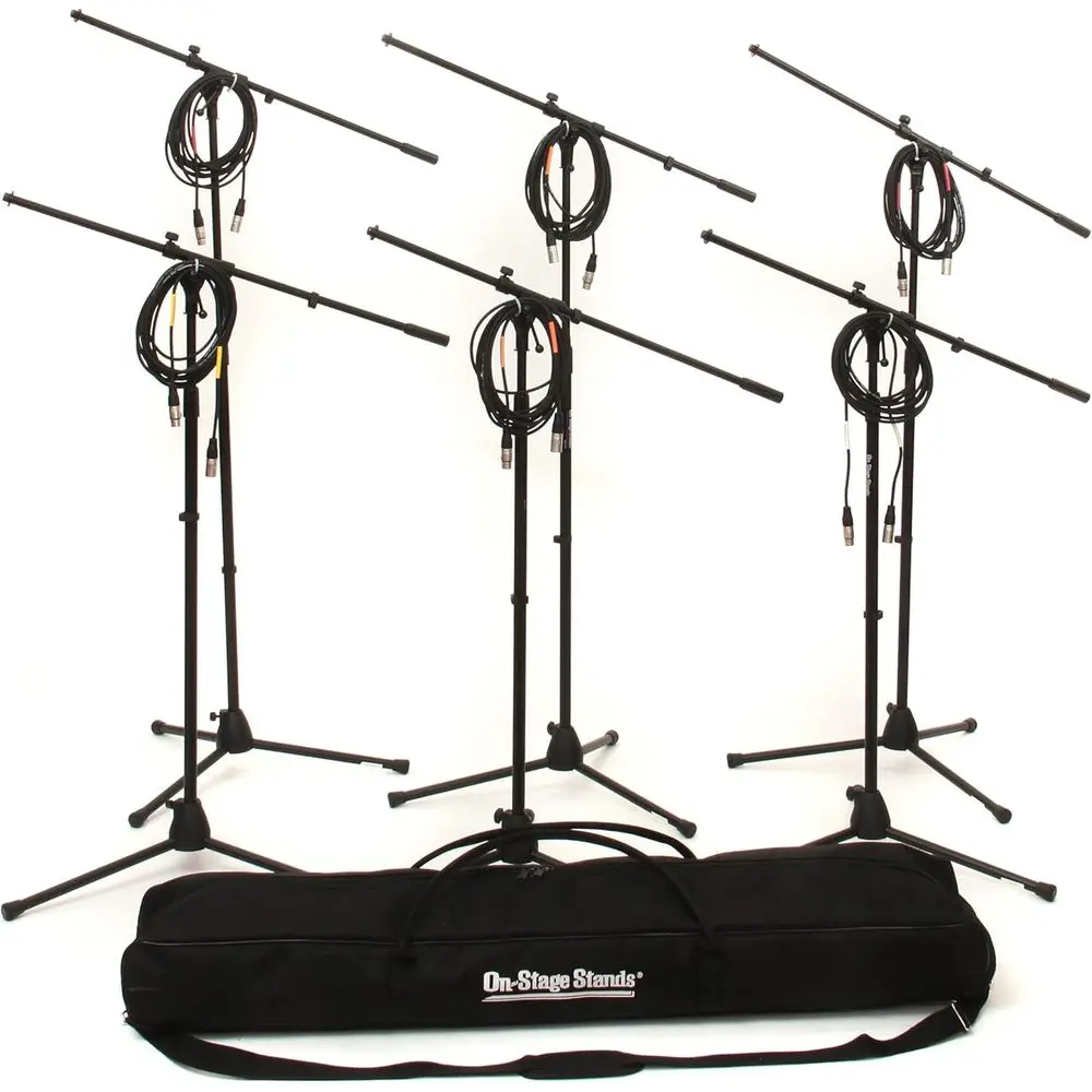 Black 6-Pack On-Stage MS7701B Microphone Stands with Cables and Carry Bag
Black 6-Pack On-Stage MS7701B Microphone Stands with Cables and Carry Bag