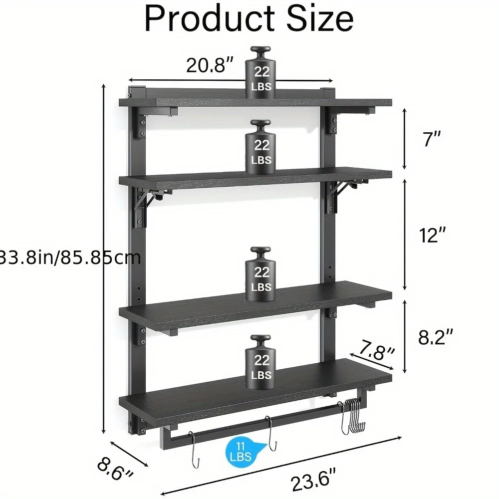 Floating Shelves, Shelves for Wall, Extra Hanging Hooks Storage, Sturdy Fast Assembly Great Weight Capacity, Shelves
Floating Shelves, Shelves for Wall, Extra Hanging Hooks Storage, Sturdy Fast Assembly Great Weight Capacity, Shelves