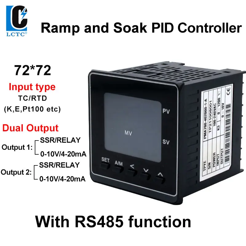 LCTC PID Temperature Controller 72*72 LED panel TC/RTD input SSR Relay 0-10V 4-20mA Dual Output RS485 Thermostat Controller
LCTC PID Temperature Controller 72*72 LED panel TC/RTD input SSR Relay 0-10V 4-20mA Dual Output RS485 Thermostat Controller