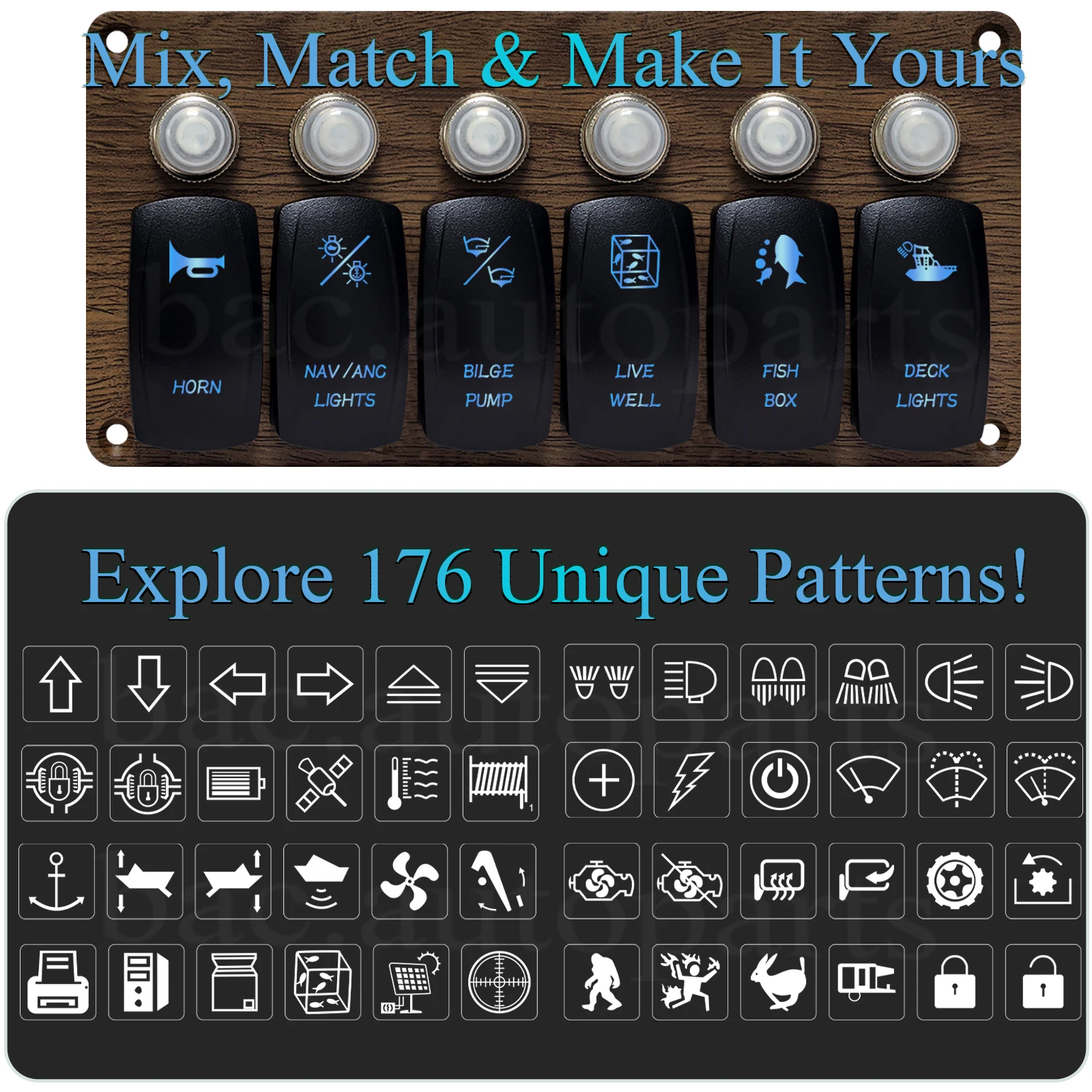 Customize Your Switch Panel ! DIY Laser Etched Rocker Toggle Switches Fixed Momentary SPST/DPDT for Car Marine Boat RV UTV 4x4
Customize Your Switch Panel ! DIY Laser Etched Rocker Toggle Switches Fixed Momentary SPST/DPDT for Car Marine Boat RV UTV 4x4