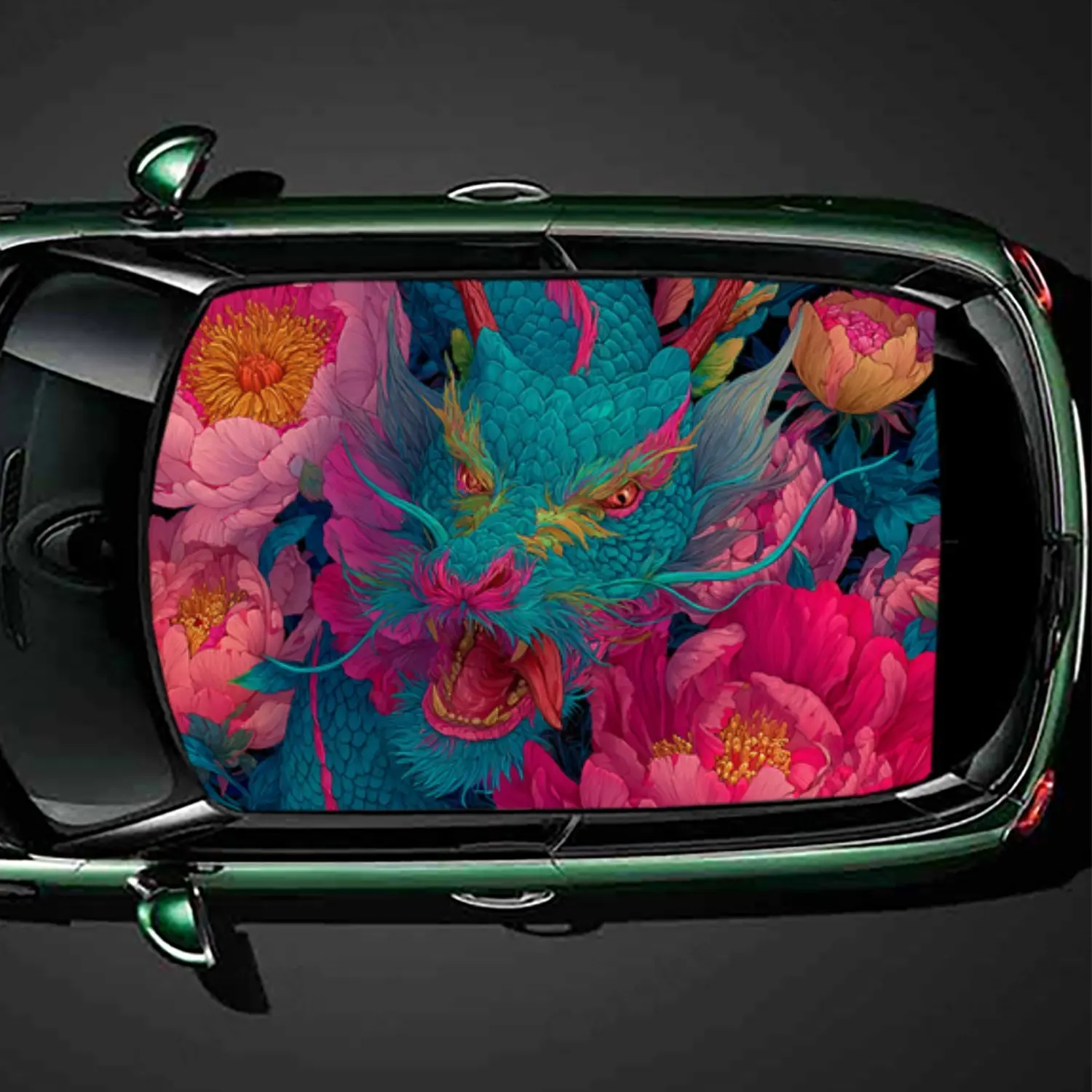 Colorful Dragon and Peony Print PVC Car Roof Sticker, Self-Adhesive Waterproof Car vinyl Decal, Car Decoration Protection Sticke
Colorful Dragon and Peony Print PVC Car Roof Sticker, Self-Adhesive Waterproof Car vinyl Decal, Car Decoration Protection Sticke