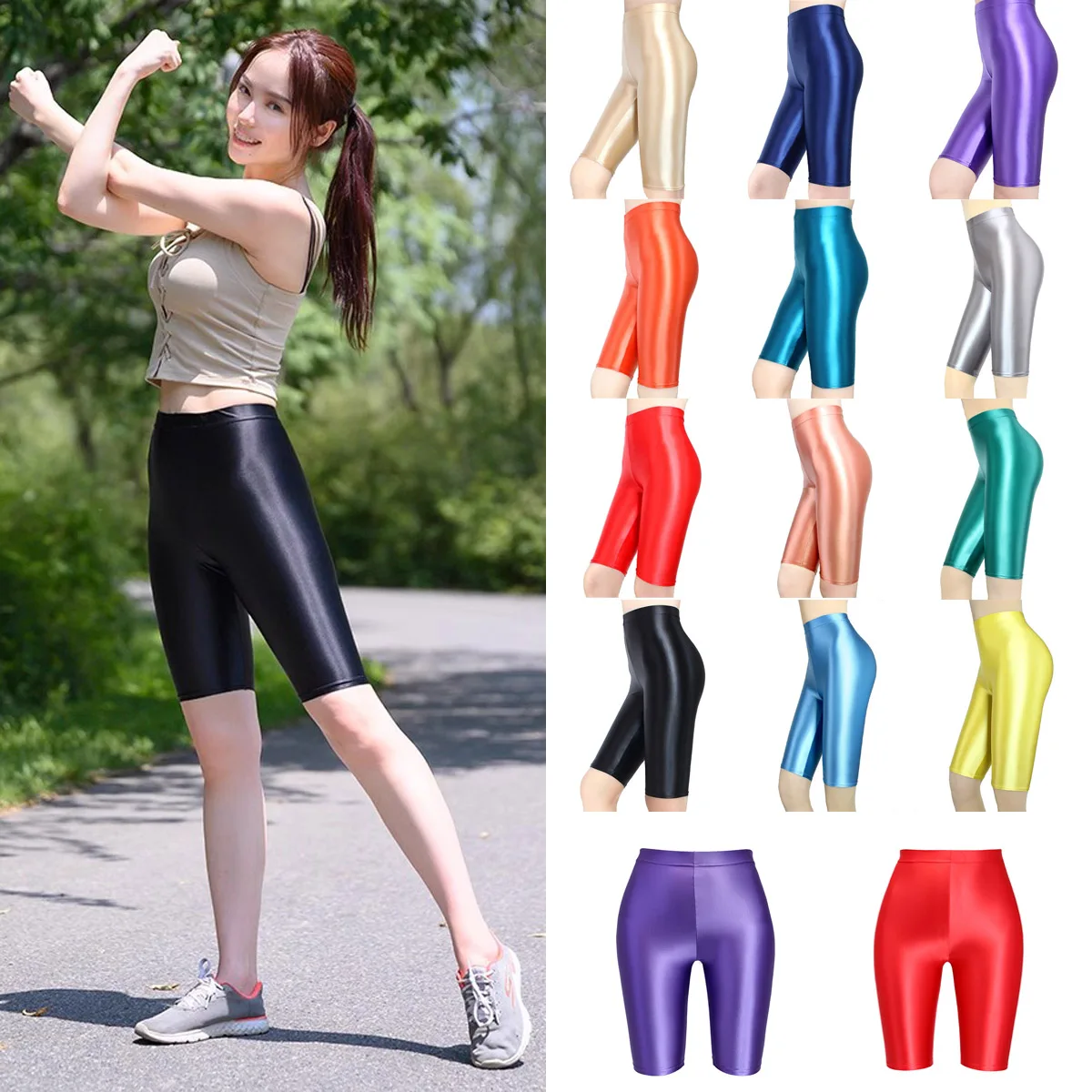 MJINM Women Sexy Satin Oil Glossy Shiny Elastic Jeggings Shorts Soft Stretch Casual Tight Knee-Length Fifth Pants Yoga Workout
MJINM Women Sexy Satin Oil Glossy Shiny Elastic Jeggings Shorts Soft Stretch Casual Tight Knee-Length Fifth Pants Yoga Workout