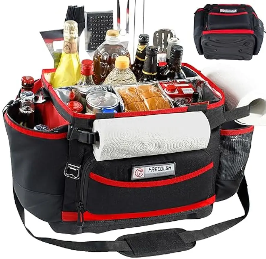 Large BBQ Organizer with Hard Base, Outdoor Utensil Bag for Camping Picnic Tailgating, Portable Cooking Tote Gift
Large BBQ Organizer with Hard Base, Outdoor Utensil Bag for Camping Picnic Tailgating, Portable Cooking Tote Gift