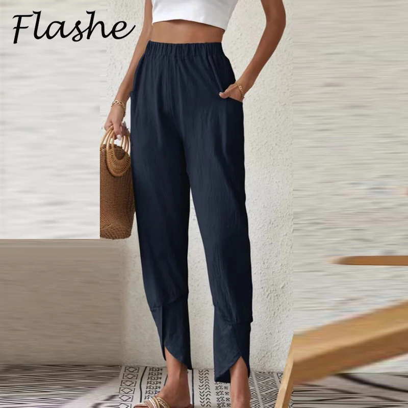 Fashion Women Pants High Waist Pocket Solid Loose Long Trousers For Women Autumn Casual Pants 2023
Fashion Women Pants High Waist Pocket Solid Loose Long Trousers For Women Autumn Casual Pants 2023