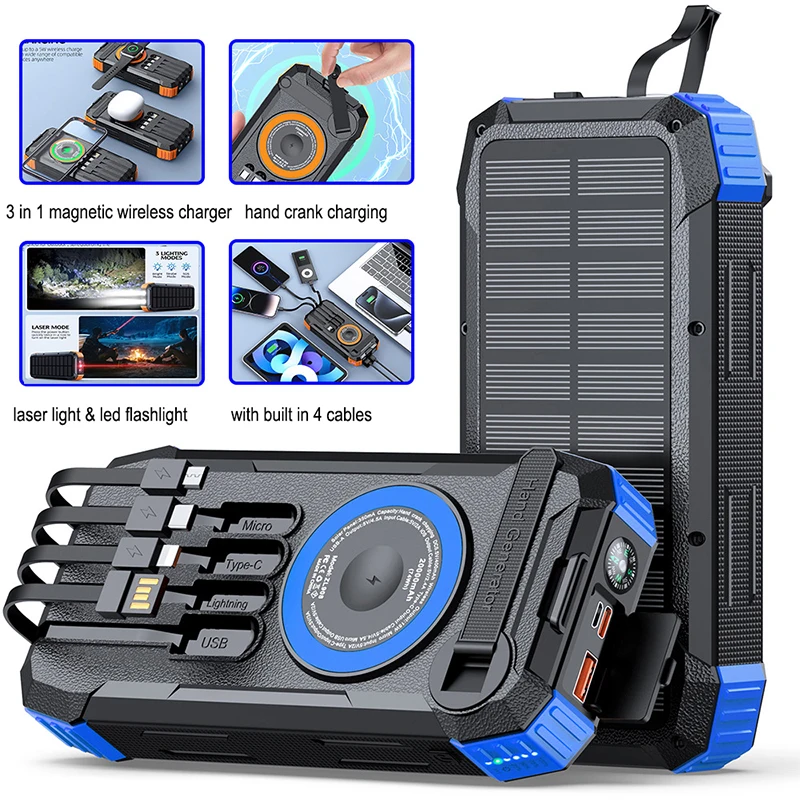 20000mAh Solar Power Bank with Hand Crank for iPhone 17 Xiaomi Huawei Portable Magnetic Wireless Charger for Airpods Apple Watch
20000mAh Solar Power Bank with Hand Crank for iPhone 17 Xiaomi Huawei Portable Magnetic Wireless Charger for Airpods Apple Watch