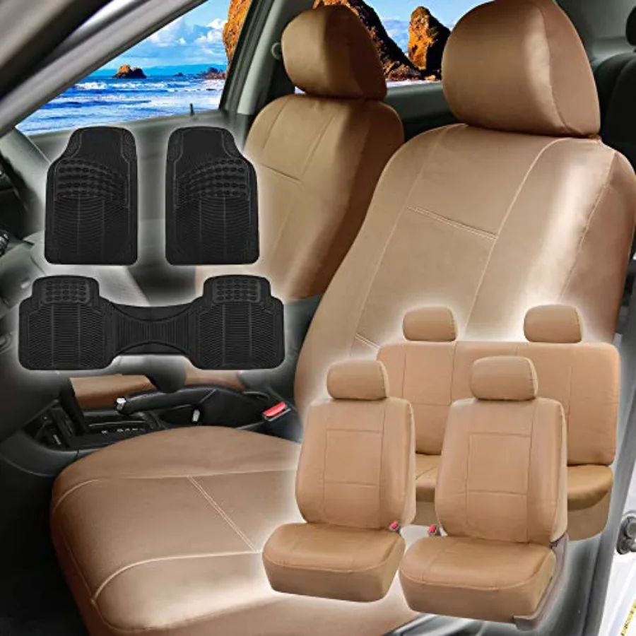 Car seat covers for cars trucks SUVs, PU leather, beige, universal fit, full set
Car seat covers for cars trucks SUVs, PU leather, beige, universal fit, full set