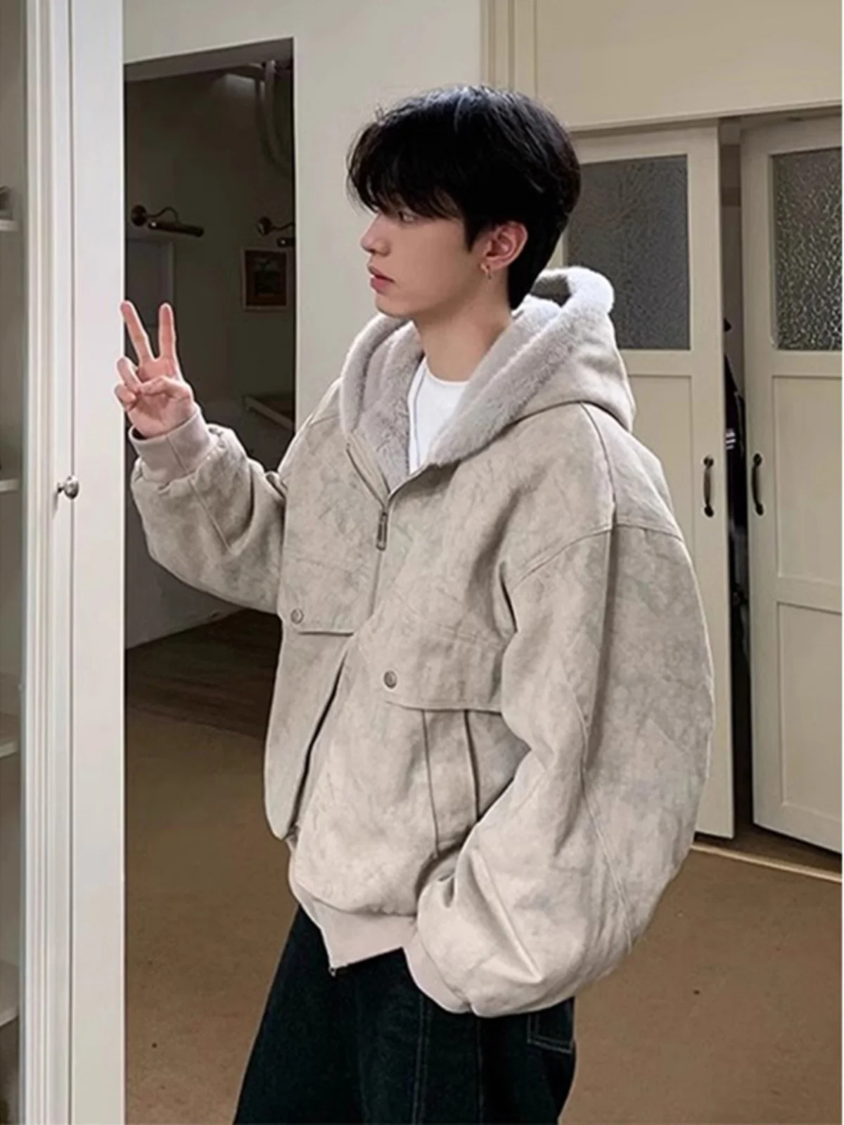 Men's Fce Lined Hooded Jaet ort Sle Winter Warm Polyester Fiber Cleanfit Marble Pattern Youth Casual Faion Coat
Men's Fce Lined Hooded Jaet ort Sle Winter Warm Polyester Fiber Cleanfit Marble Pattern Youth Casual Faion Coat
