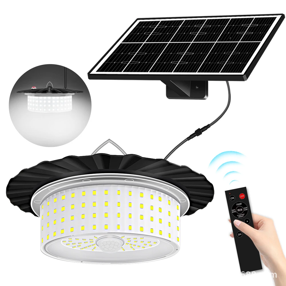 Solar Pendant Light Water Resistant LED Shed Light 5 Light Modes Motion Sensor Timer Pendant Lamp with Remote Controller
Solar Pendant Light Water Resistant LED Shed Light 5 Light Modes Motion Sensor Timer Pendant Lamp with Remote Controller