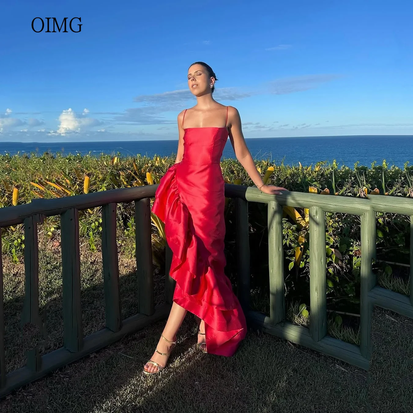OIMG Red Spaghetti Strap Mermaid Prom Gowns Backless Formal Party Gown Side Slit Floor Length Evening Dress Customized
OIMG Red Spaghetti Strap Mermaid Prom Gowns Backless Formal Party Gown Side Slit Floor Length Evening Dress Customized