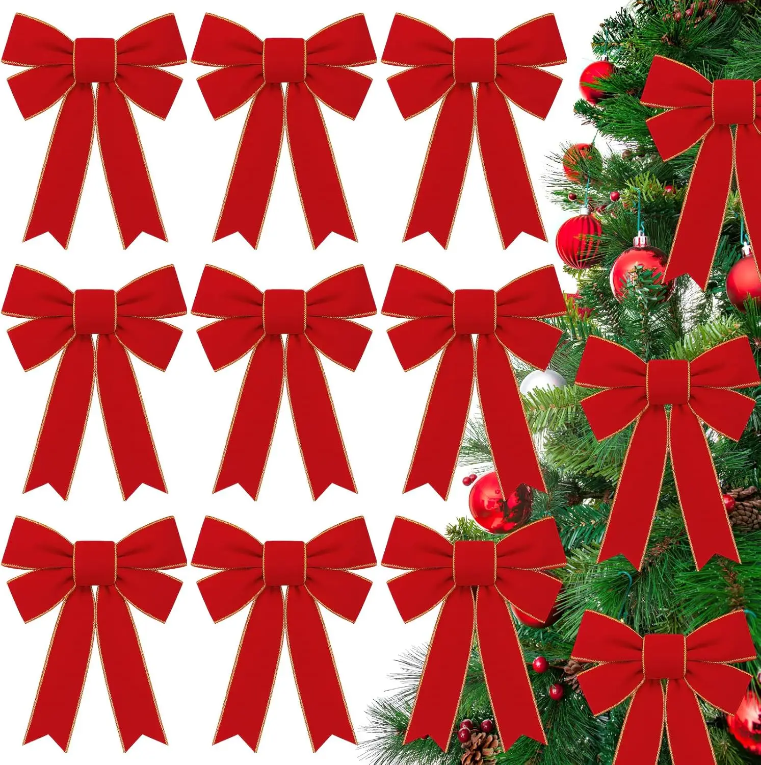 12 упаковок больших красных бархатных бантов размером 9x13 дюймов с золотым блеском для декора рождественского елочного венка
12 упаковок больших красных бархатных бантов размером 9x13 дюймов с золотым блеском для декора рождественского елочного венка