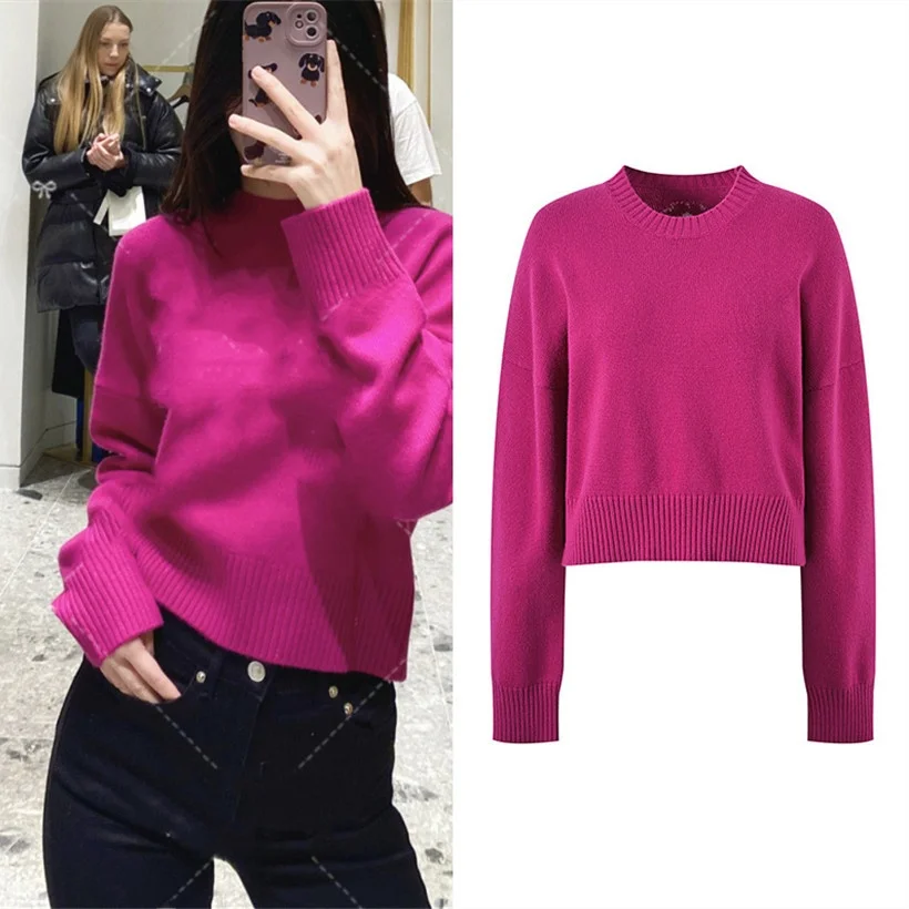 High-End White Enhancing Rose Pink Long Sleeve Short Knitted Sweater M Home Casual Style Women's Fashion Spring Collection
High-End White Enhancing Rose Pink Long Sleeve Short Knitted Sweater M Home Casual Style Women's Fashion Spring Collection