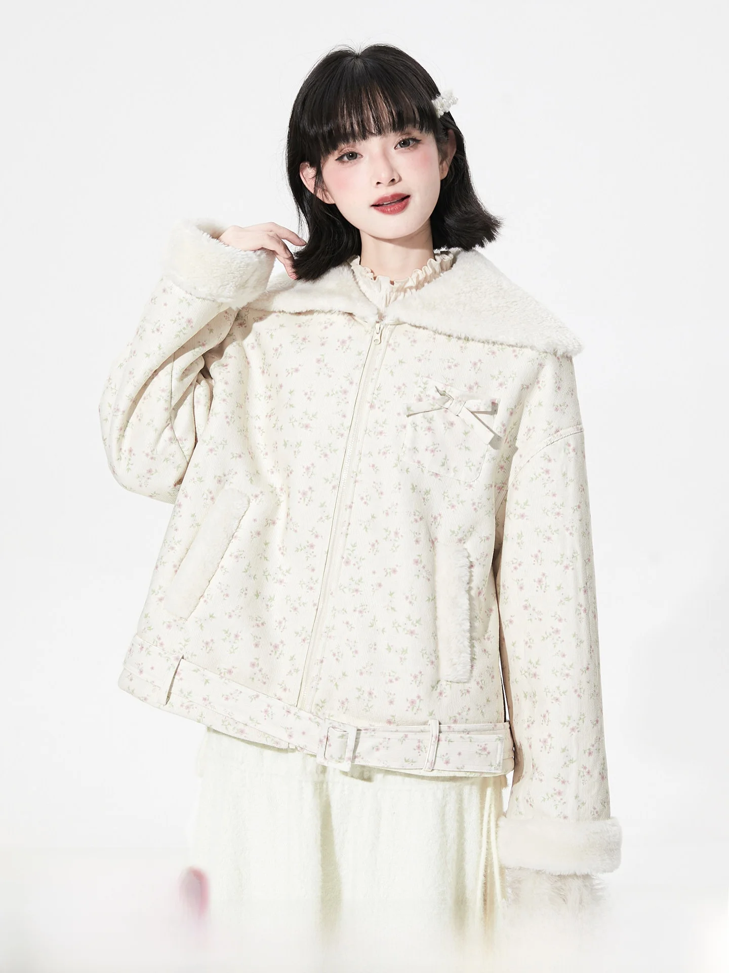 Fleece Lined Fluffy Collar Knot Plaid Winter Jacket Women's Sweet Style Detachable Waistband Polyester Fiber Coat
Fleece Lined Fluffy Collar Knot Plaid Winter Jacket Women's Sweet Style Detachable Waistband Polyester Fiber Coat