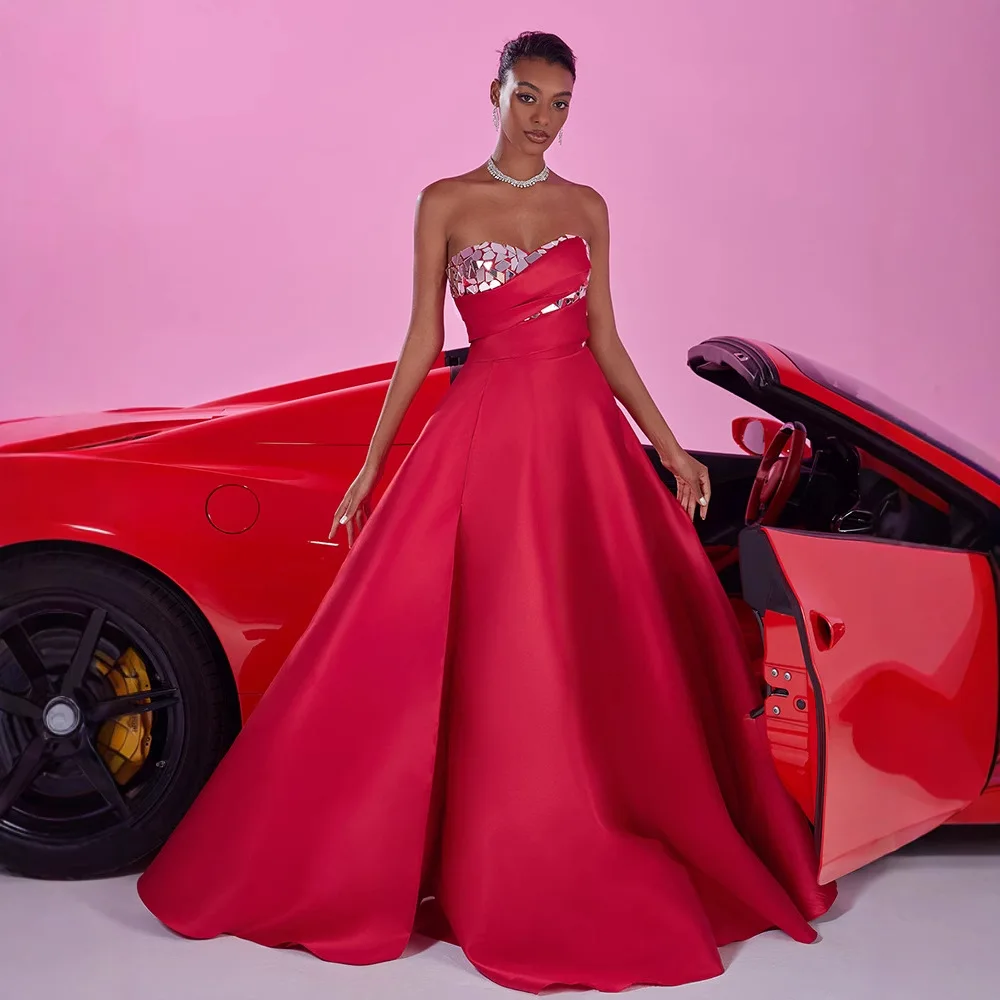Red Strapless Mirror Cube Sequin Twist Ruched Waist Voluminous Satin A Line Train Maxi Evening Prom Gala Gown
Red Strapless Mirror Cube Sequin Twist Ruched Waist Voluminous Satin A Line Train Maxi Evening Prom Gala Gown