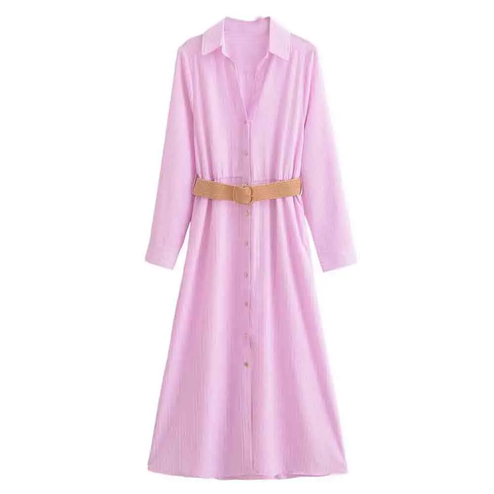 Women 2024 Spring and Summer New Fashion with Belt Stripe Casual Long Sleeve dress V-Neck Button Slim Dress Vestidos Mujer
Women 2024 Spring and Summer New Fashion with Belt Stripe Casual Long Sleeve dress V-Neck Button Slim Dress Vestidos Mujer