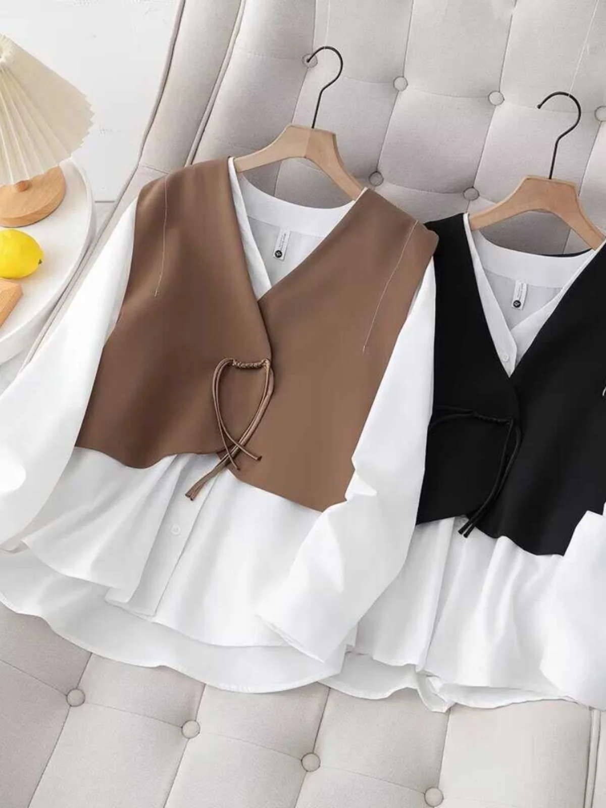 Fashionable plus Size Women's Suit Set White Shirt And Vest Two Piece Set Spring Autumn Hide Belly Meat Westinghouse
Fashionable plus Size Women's Suit Set White Shirt And Vest Two Piece Set Spring Autumn Hide Belly Meat Westinghouse