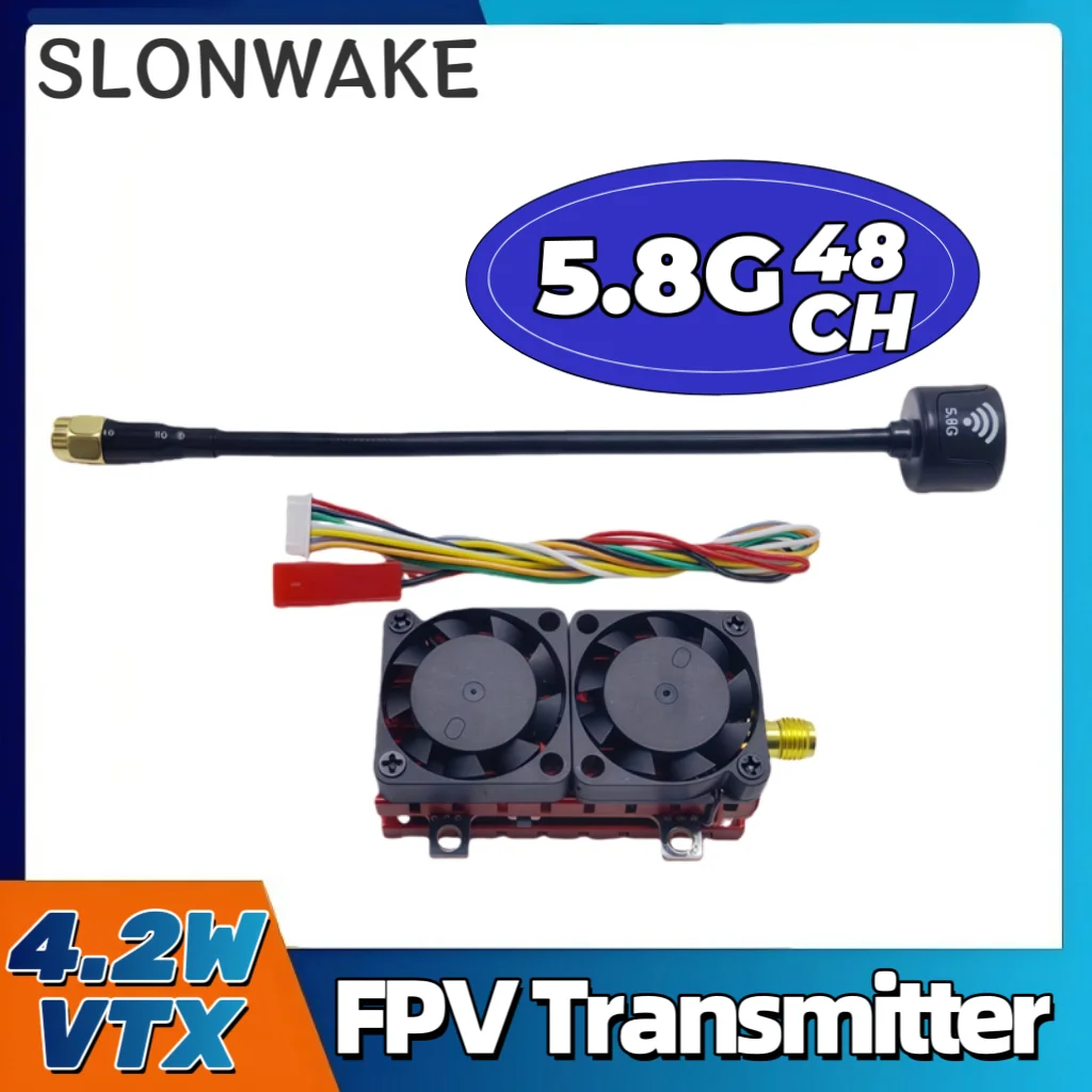 SLONWAKE 5.8G Module 4.2W VTX Transmitter Four-layer cooling 48CH With overheat protection suitable for unmanned aerial vehicle.
SLONWAKE 5.8G Module 4.2W VTX Transmitter Four-layer cooling 48CH With overheat protection suitable for unmanned aerial vehicle.