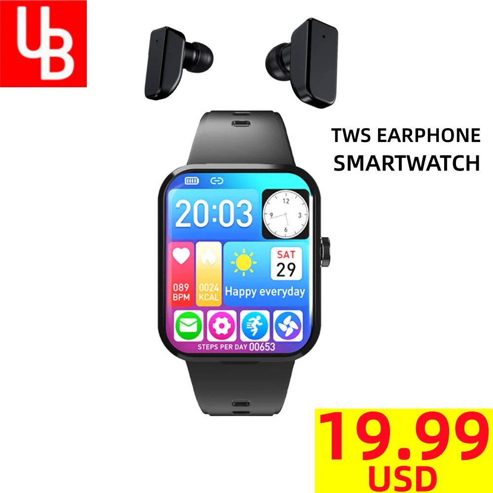 Smartwatch TWS Earbuds Bluetooth Earphone 2 in 1 Blood Pressure Heart Rate Test Sport Fitness Bracelet Android IOS Watch
Smartwatch TWS Earbuds Bluetooth Earphone 2 in 1 Blood Pressure Heart Rate Test Sport Fitness Bracelet Android IOS Watch