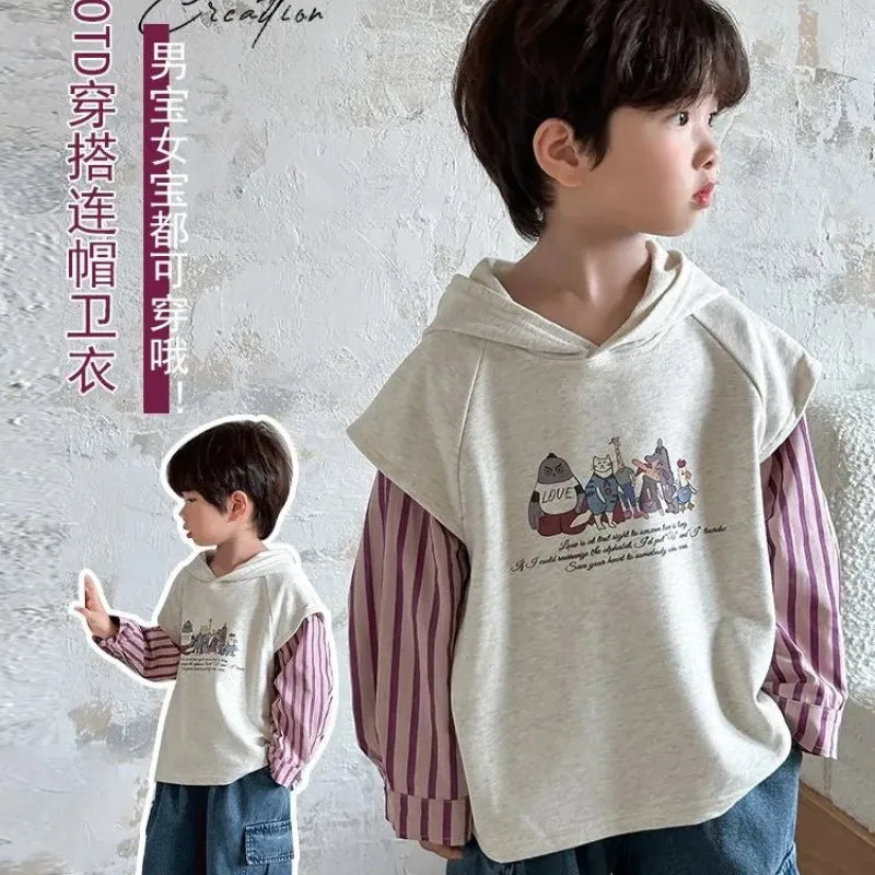 Boys' hoodie Spring and Autumn new style children's western-style patchwork top hooded fake two-piece hoodie
Boys' hoodie Spring and Autumn new style children's western-style patchwork top hooded fake two-piece hoodie