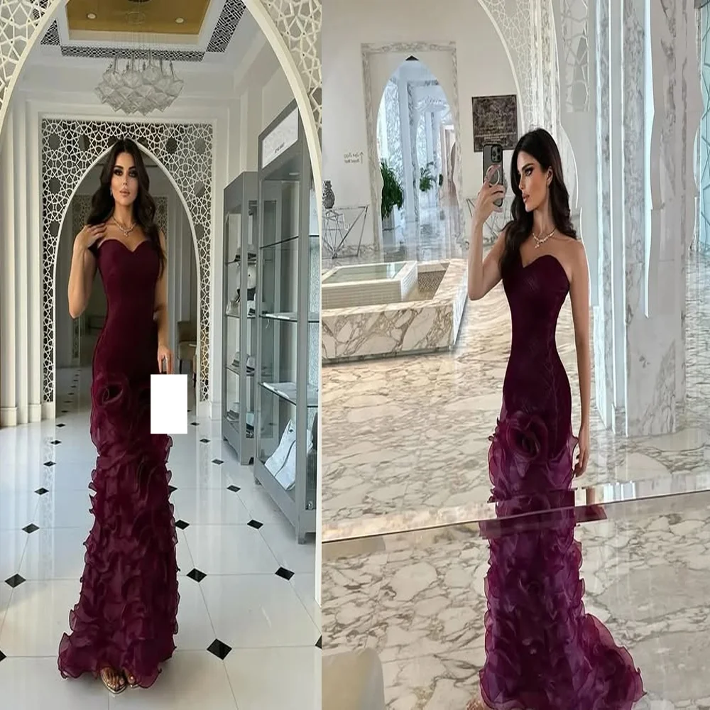 Fantastic Sweetheart Collar Tulle Pleated Saudi Arab Gown Sexy Mermaid Backless Tiered Ruffles Prom Gown Customized
Fantastic Sweetheart Collar Tulle Pleated Saudi Arab Gown Sexy Mermaid Backless Tiered Ruffles Prom Gown Customized
