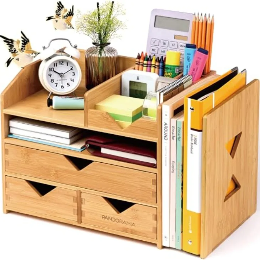 Bamboo Desk Organizer - A4 Drawers and Adjustable File Holder, Fully Assembled Wood Desktop Storage for Kitchen, Bedroom, Bathr
Bamboo Desk Organizer - A4 Drawers and Adjustable File Holder, Fully Assembled Wood Desktop Storage for Kitchen, Bedroom, Bathr