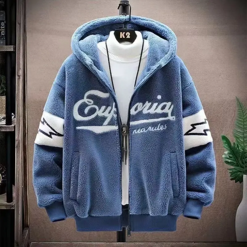 Lamb Velvet Jaet Men's Autumn Winter Casual Hooded Coat Men's Winter Trendy Brand Particle Velvet Garment Clothes
Lamb Velvet Jaet Men's Autumn Winter Casual Hooded Coat Men's Winter Trendy Brand Particle Velvet Garment Clothes