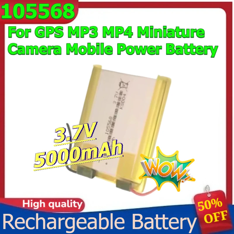 105568 Полимерная литиевая батарея для GPS MP3 MP4 Миниатюрная камера Мобильная батарея 3,7 В 5000 мАч
105568 Полимерная литиевая батарея для GPS MP3 MP4 Миниатюрная камера Мобильная батарея 3,7 В 5000 мАч