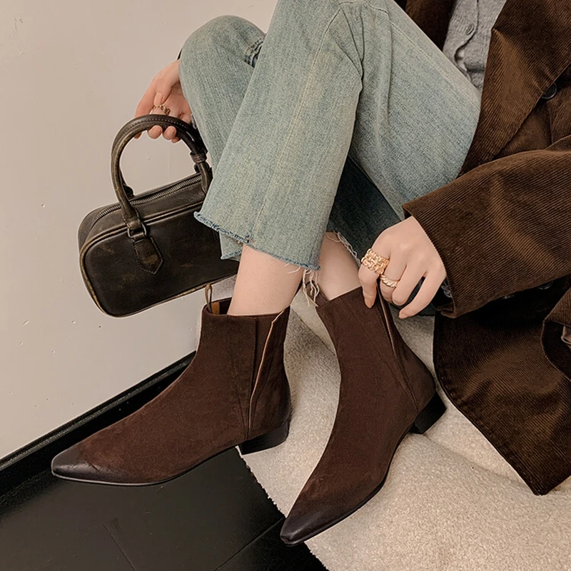 NEW Autumn Women Boots Sheep Suede Leather Shoes for Women Pointed Toe Low Heel Shoes Slip-on Ankle Boots Concise Modern Boots
NEW Autumn Women Boots Sheep Suede Leather Shoes for Women Pointed Toe Low Heel Shoes Slip-on Ankle Boots Concise Modern Boots