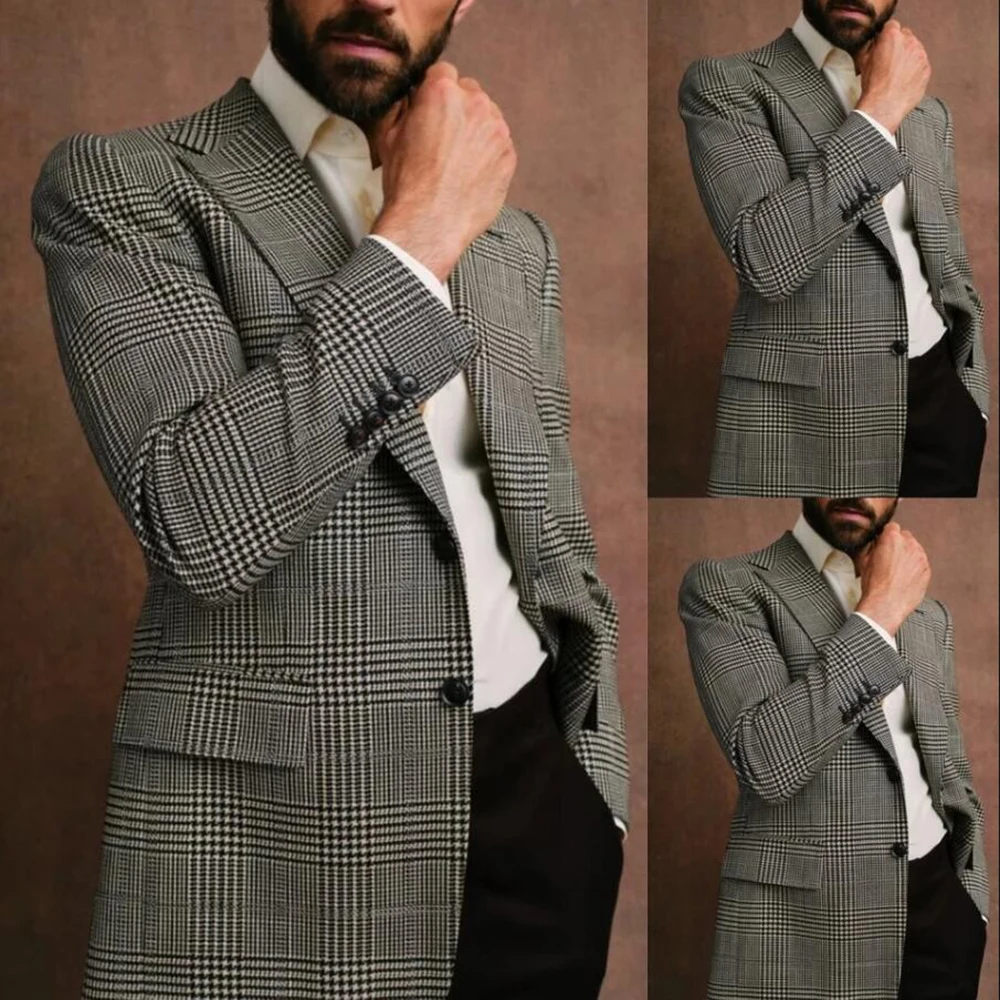 Grey Plaid Checks Man Suit Jacets Single Breasted Prom Blazers Outfits Customized 1 Piece Men's Coat Regular Houndstooth Coat
Grey Plaid Checks Man Suit Jacets Single Breasted Prom Blazers Outfits Customized 1 Piece Men's Coat Regular Houndstooth Coat