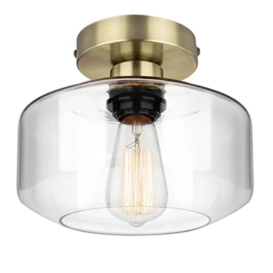 Industrial Semi Flush Mount Ceiling Light, Clear Glass Pendant Lamp Shade, Farmhouse Lighting Hallway, Vintage Hanging Light Fi
Industrial Semi Flush Mount Ceiling Light, Clear Glass Pendant Lamp Shade, Farmhouse Lighting Hallway, Vintage Hanging Light Fi
