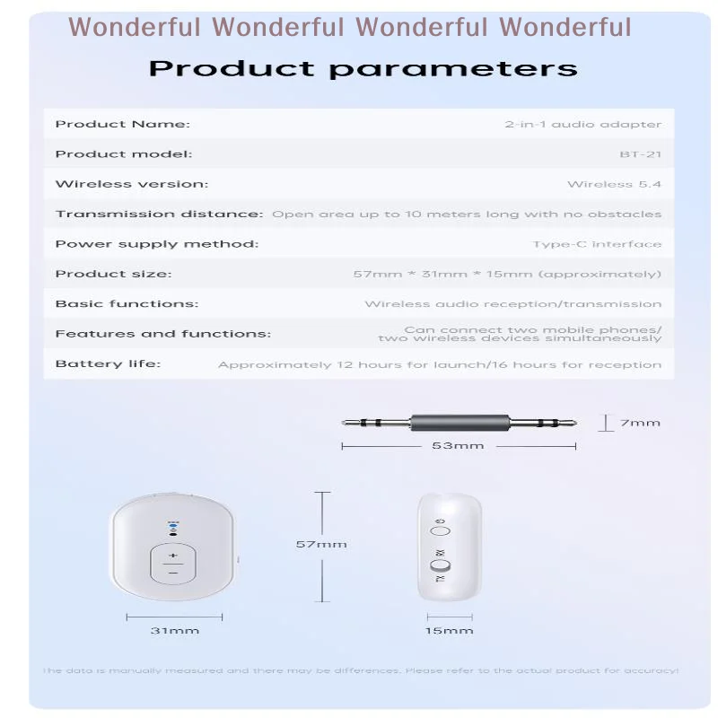 Multipoint Wireless Adapter With MIC 3.5MM AUX For Airplane TV PC Car Speakers 2-in-1 Bluetooth 5.4 Audio Receiver Transmitter
Multipoint Wireless Adapter With MIC 3.5MM AUX For Airplane TV PC Car Speakers 2-in-1 Bluetooth 5.4 Audio Receiver Transmitter