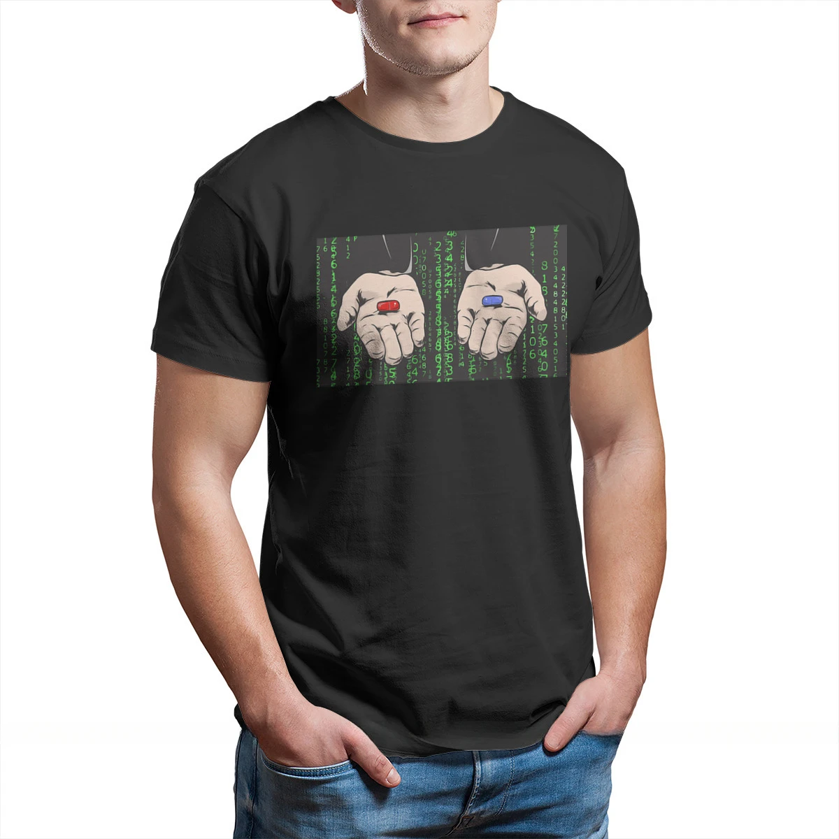 The Matrix Neo Anderson Morpheus Film Pure Cotton T Shirt Red Or Blue Pill Classic T Shirt Homme Men Clothes Printing Big Sale
The Matrix Neo Anderson Morpheus Film Pure Cotton T Shirt Red Or Blue Pill Classic T Shirt Homme Men Clothes Printing Big Sale