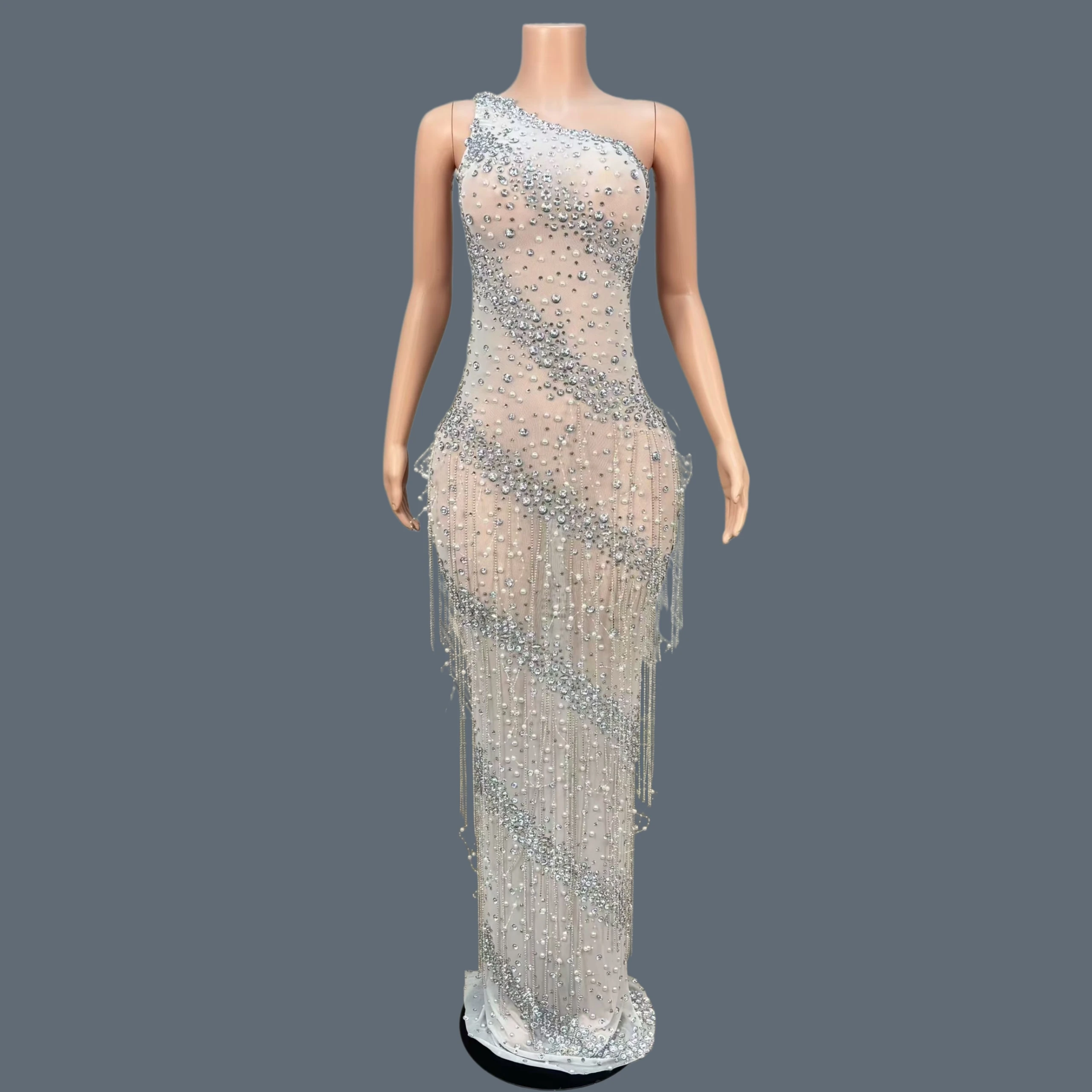 High-end Women Outfit White Mesh One shoulder Tassel Evening Gown Gala Prom Red Carpet Elegant Long Formal Dress Tiaotiaotang
High-end Women Outfit White Mesh One shoulder Tassel Evening Gown Gala Prom Red Carpet Elegant Long Formal Dress Tiaotiaotang
