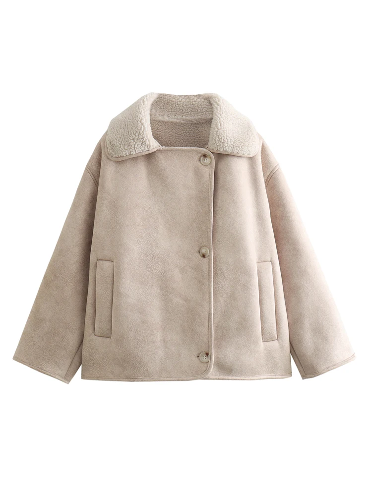 KAOPU ZA Women suede warm jacket coat vintage lapel collar long sleeve button-up female outerwear chic tops
KAOPU ZA Women suede warm jacket coat vintage lapel collar long sleeve button-up female outerwear chic tops