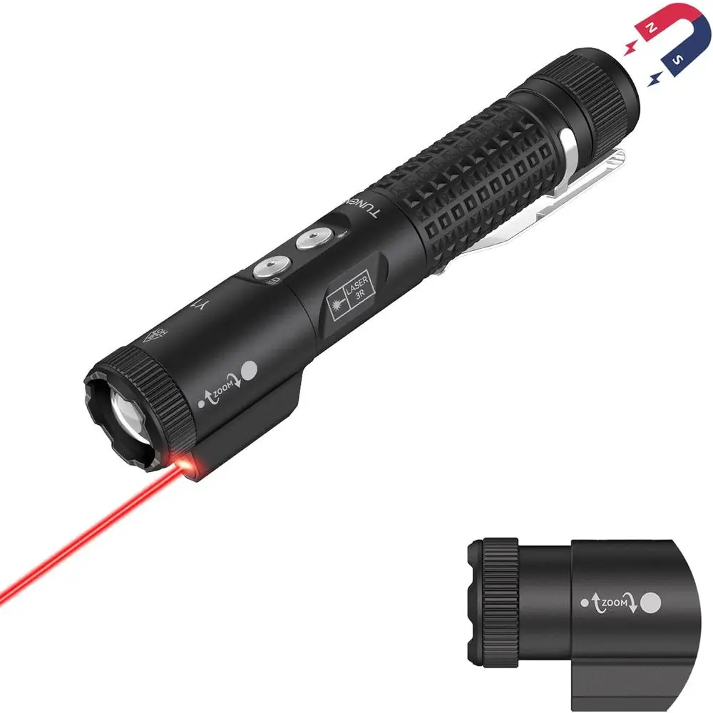Rechargeable 1200 Lumen LED Flashlight with White and Red Beams, Zoomable, Hands-Free, Magnetic, and USB C Charging for Work, Ou
Rechargeable 1200 Lumen LED Flashlight with White and Red Beams, Zoomable, Hands-Free, Magnetic, and USB C Charging for Work, Ou
