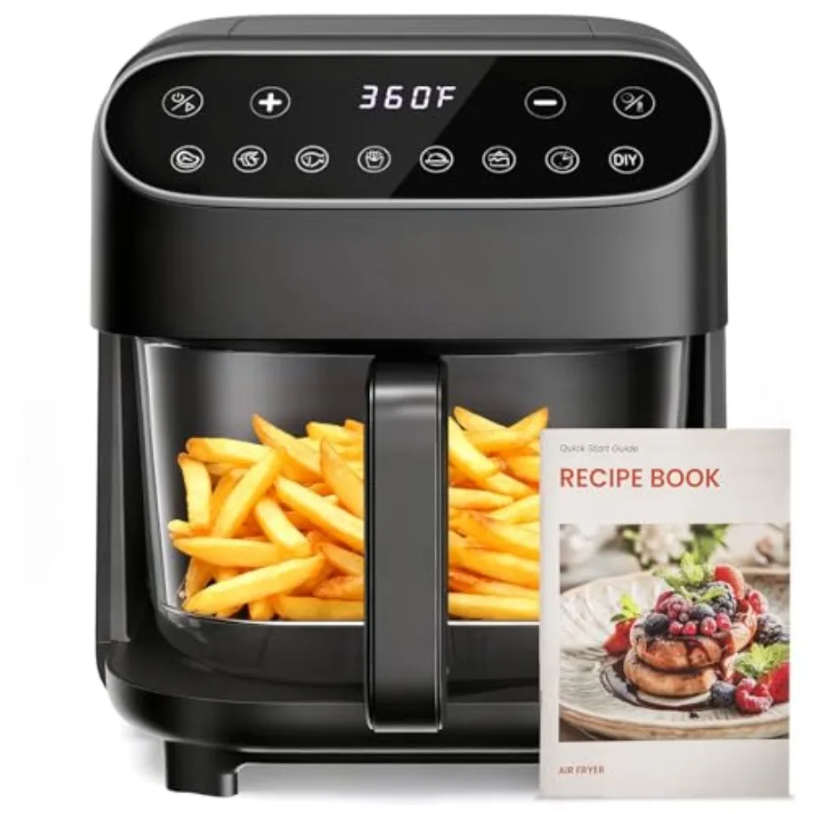 Air Fryer for kitchen use, tempered glass basket, black, PFAS-free and dishwasher-safe with 8 preset touchscreen controls and 3
Air Fryer for kitchen use, tempered glass basket, black, PFAS-free and dishwasher-safe with 8 preset touchscreen controls and 3