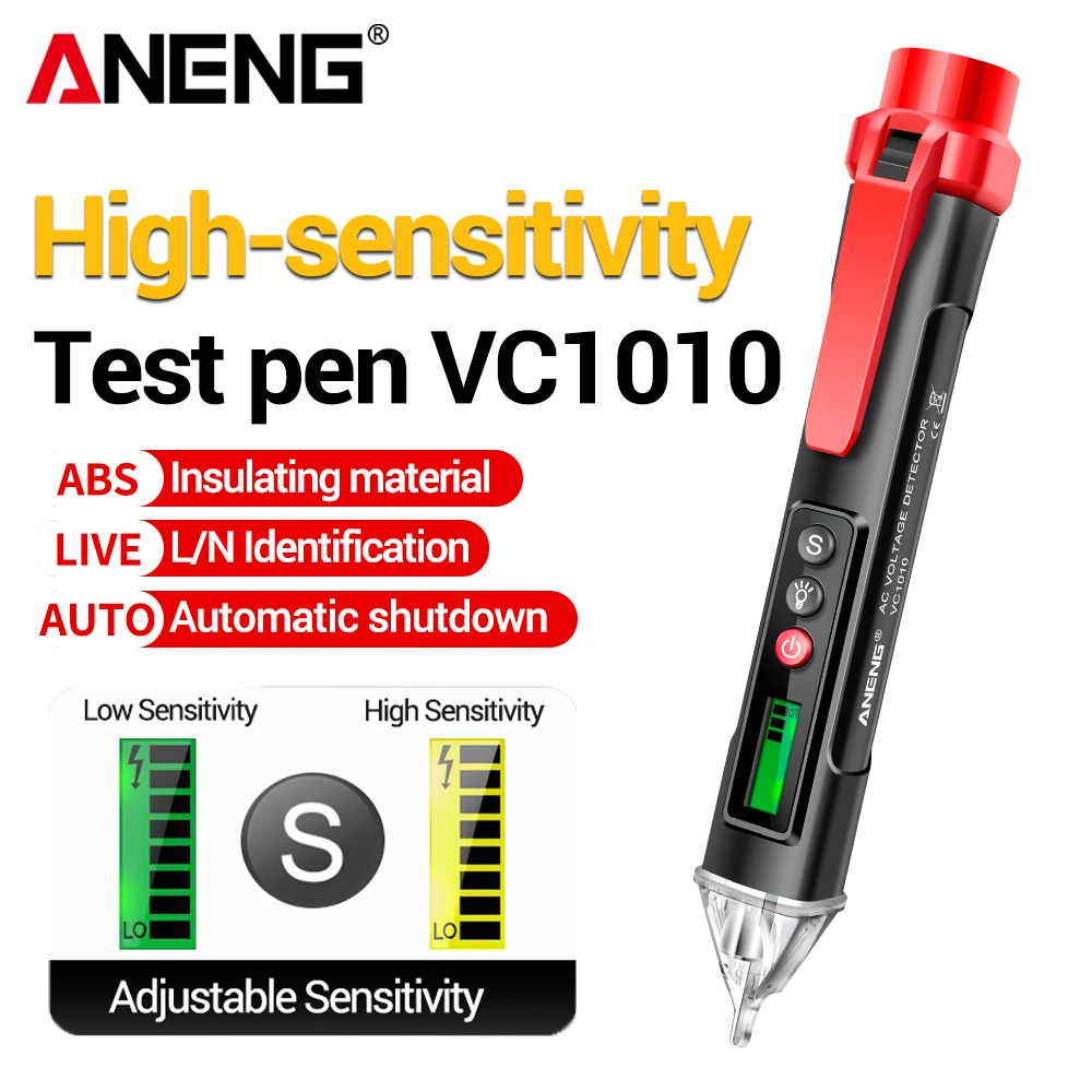 ANENG VC1010 Digital Voltage Detector Tester Pen 12-1000V Non-contact Volt AC Voltage Zero Fire line Electric Sensor Test Tools
ANENG VC1010 Digital Voltage Detector Tester Pen 12-1000V Non-contact Volt AC Voltage Zero Fire line Electric Sensor Test Tools