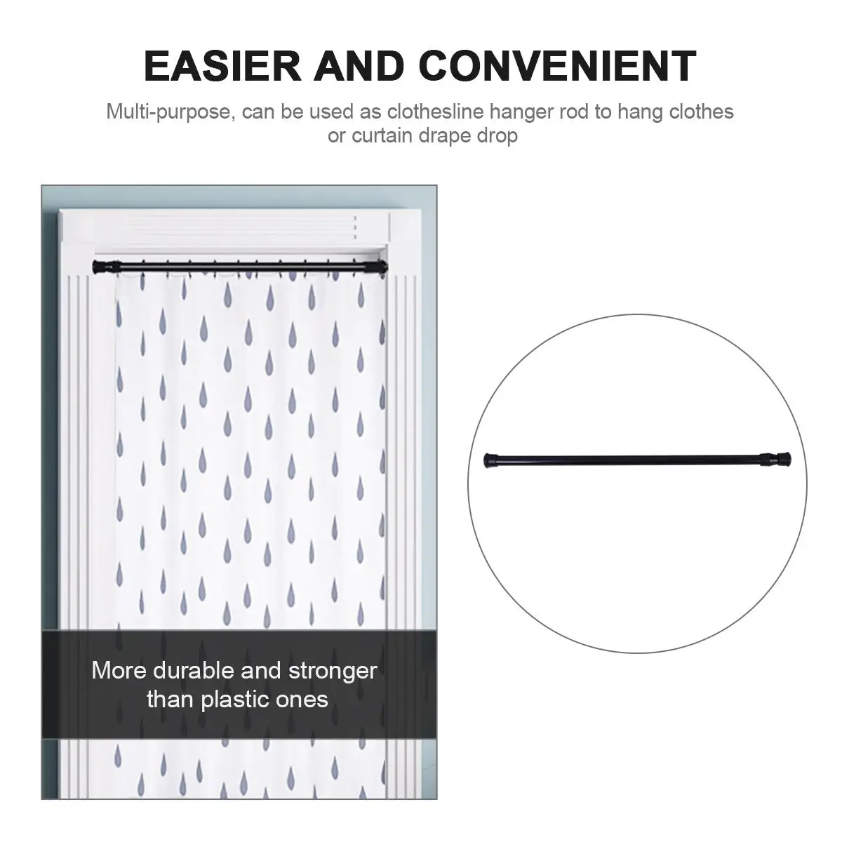 2PCS Shower Curtain Rod Telescopic Extendable Tension Pole Steel Clothes Drying Rods No Drilling MultiPurpose Wardrobe
2PCS Shower Curtain Rod Telescopic Extendable Tension Pole Steel Clothes Drying Rods No Drilling MultiPurpose Wardrobe