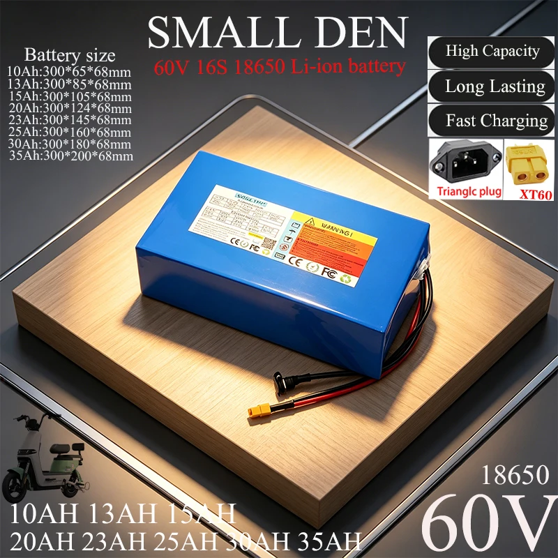60V 35Ah 30Ah 25Ah 23Ah 20Ah 15Ah 13Ah 10A 18650 Lithium battery pack With BMS For 2500W E-motorcycle scooter cell battery
60V 35Ah 30Ah 25Ah 23Ah 20Ah 15Ah 13Ah 10A 18650 Lithium battery pack With BMS For 2500W E-motorcycle scooter cell battery