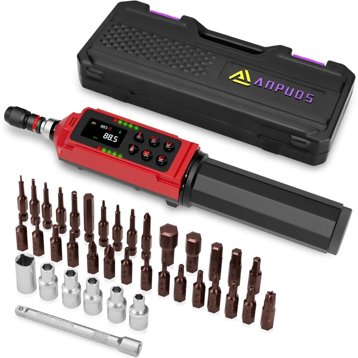 Digital Torque Screwdriver 1.5-88.5 in-lbs ±1% Accuracy 1/4" Drive with Triple Alert for Bike Electronics Repair
Digital Torque Screwdriver 1.5-88.5 in-lbs ±1% Accuracy 1/4" Drive with Triple Alert for Bike Electronics Repair