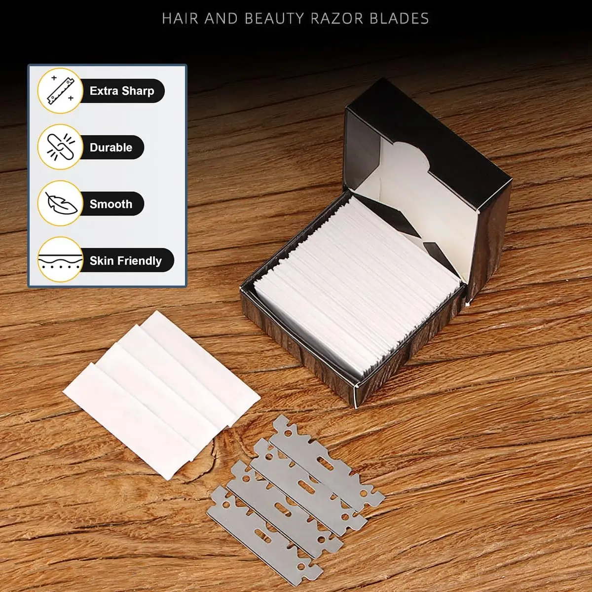 100pcs/box Stainless Steel Razor Blades - Ultra Sharp & Durable Painless for Beard Trimming, Eyebrow, for Men & Women 
100pcs/box Stainless Steel Razor Blades - Ultra Sharp & Durable Painless for Beard Trimming, Eyebrow, for Men & Women