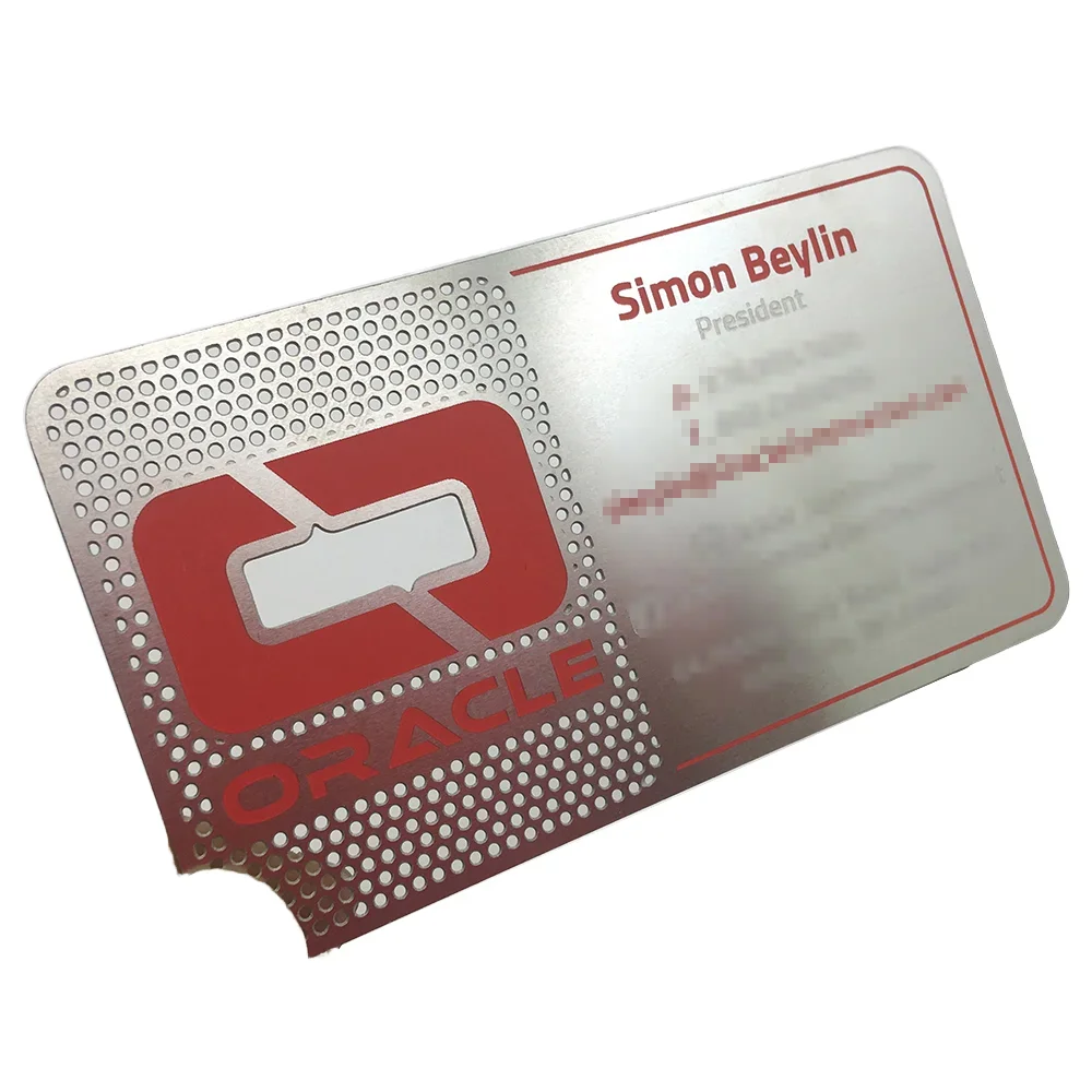 Высококачественная индивидуальная печать полых металлических визитных карточек из нержавеющей стали
Высококачественная индивидуальная печать полых металлических визитных карточек из нержавеющей стали