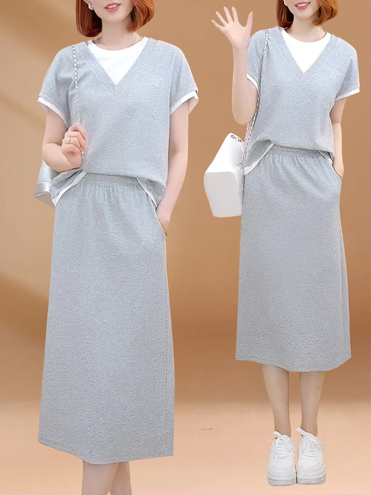 Fashionable Casual Short Sleeve Half Skirt Set Young Looking Two Piece Sporty Outfit Elegant Women's Ensemble round Neck
Fashionable Casual Short Sleeve Half Skirt Set Young Looking Two Piece Sporty Outfit Elegant Women's Ensemble round Neck