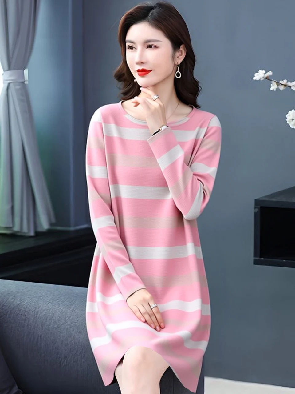 Casual Striped Long Sleeve Dress for Middle-Aged Women Loose Comfortable Fashionable Spring Autumn Wear Outerwear Polyester F...
Casual Striped Long Sleeve Dress for Middle-Aged Women Loose Comfortable Fashionable Spring Autumn Wear Outerwear Polyester F...