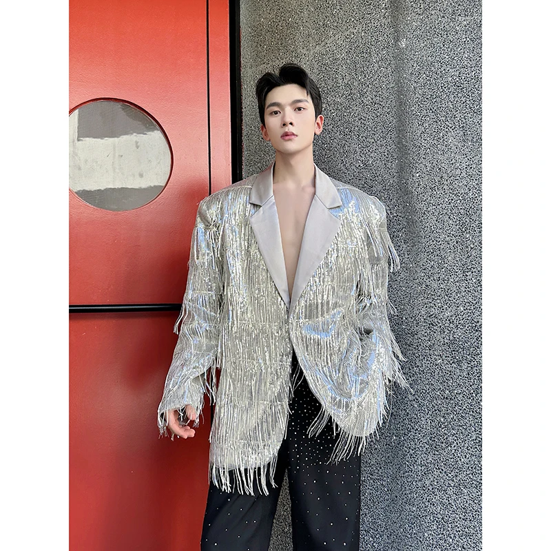 Korean Sle Fringed Sequin Pink Suit Men's Dopane Stage Performance Clothes Sparkling Stage Performance Top for Singers
Korean Sle Fringed Sequin Pink Suit Men's Dopane Stage Performance Clothes Sparkling Stage Performance Top for Singers