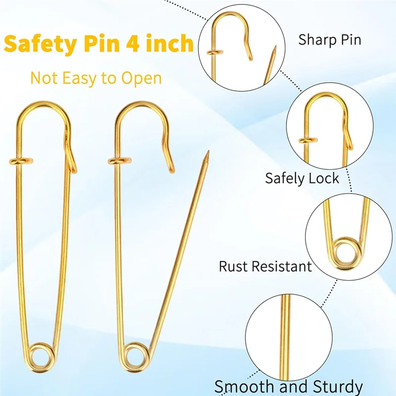 AT63-15Pcs Heavy Duty For Clothes Heavy Duty For Blankets Steel Safety Pins Heavy Duty 4" Steel Safety Pins For Clothes Gold
AT63-15Pcs Heavy Duty For Clothes Heavy Duty For Blankets Steel Safety Pins Heavy Duty 4" Steel Safety Pins For Clothes Gold