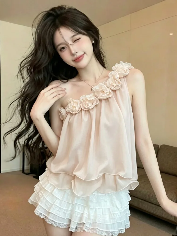 Sweet Girl's Summer New Style Sleeveless Chiffon Top Shoulder Design Doll Flower 3D Print Soft Fabric Breathable Daily Wear
Sweet Girl's Summer New Style Sleeveless Chiffon Top Shoulder Design Doll Flower 3D Print Soft Fabric Breathable Daily Wear