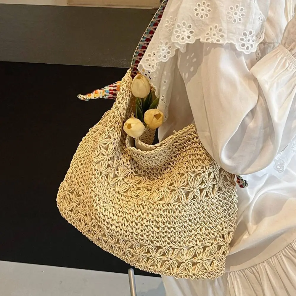 Woven Strap Knitting Shoulder Bag Solid Color Large Capacity Bohemian Crochet Tote Bag Hollow Out Versatile Casual Woven Handbag
Woven Strap Knitting Shoulder Bag Solid Color Large Capacity Bohemian Crochet Tote Bag Hollow Out Versatile Casual Woven Handbag